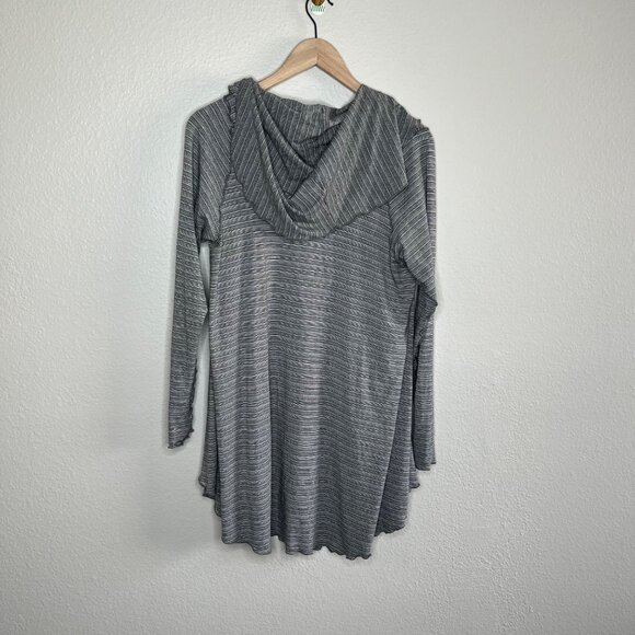 Angelrox women’s Striped Gray Cardigan OS Draped Open Front lagenlook - Picture 6 of 10
